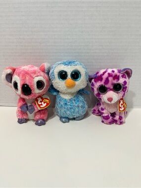 TY Beanie boo’s lot of 3 koala penguin and leopard plush stuffed animals